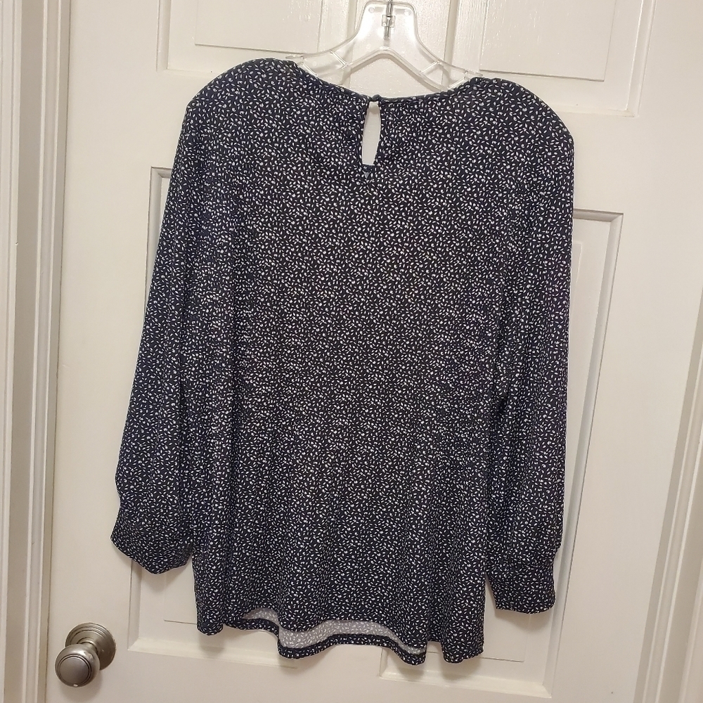 Adrianna Papell Black & White Mesh Crewneck 3/4 Sleeve Knit top Size large - Picture 9 of 11